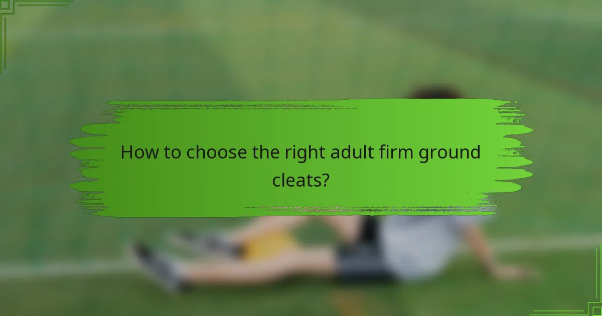 How to choose the right adult firm ground cleats?