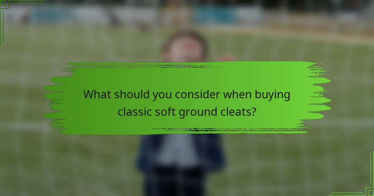 What should you consider when buying classic soft ground cleats?