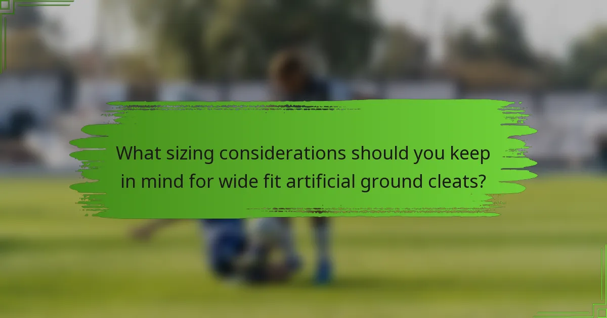 What sizing considerations should you keep in mind for wide fit artificial ground cleats?