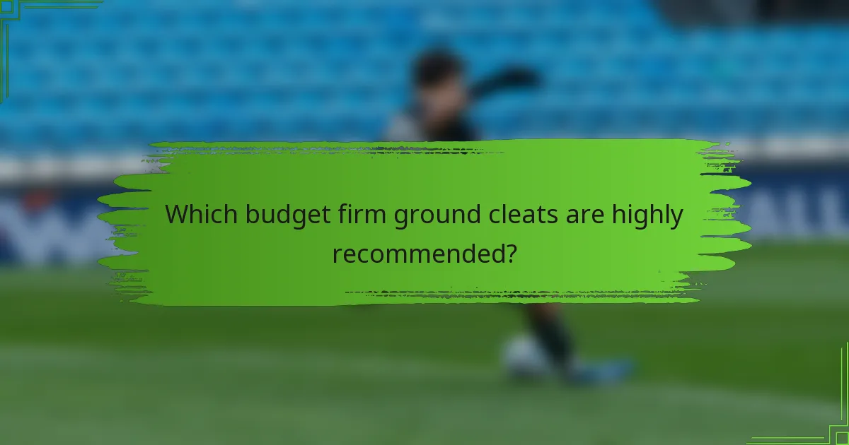 Which budget firm ground cleats are highly recommended?